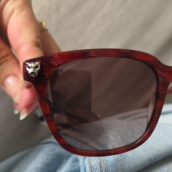 Cartier Burgundy Sunglasses with Silver Detail